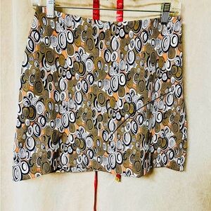 Guess Brown and White Skater Mini Skirt